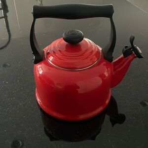 Le Creuset Enamel On Steel Tea Kettle - Cerise Ombre Red larger size